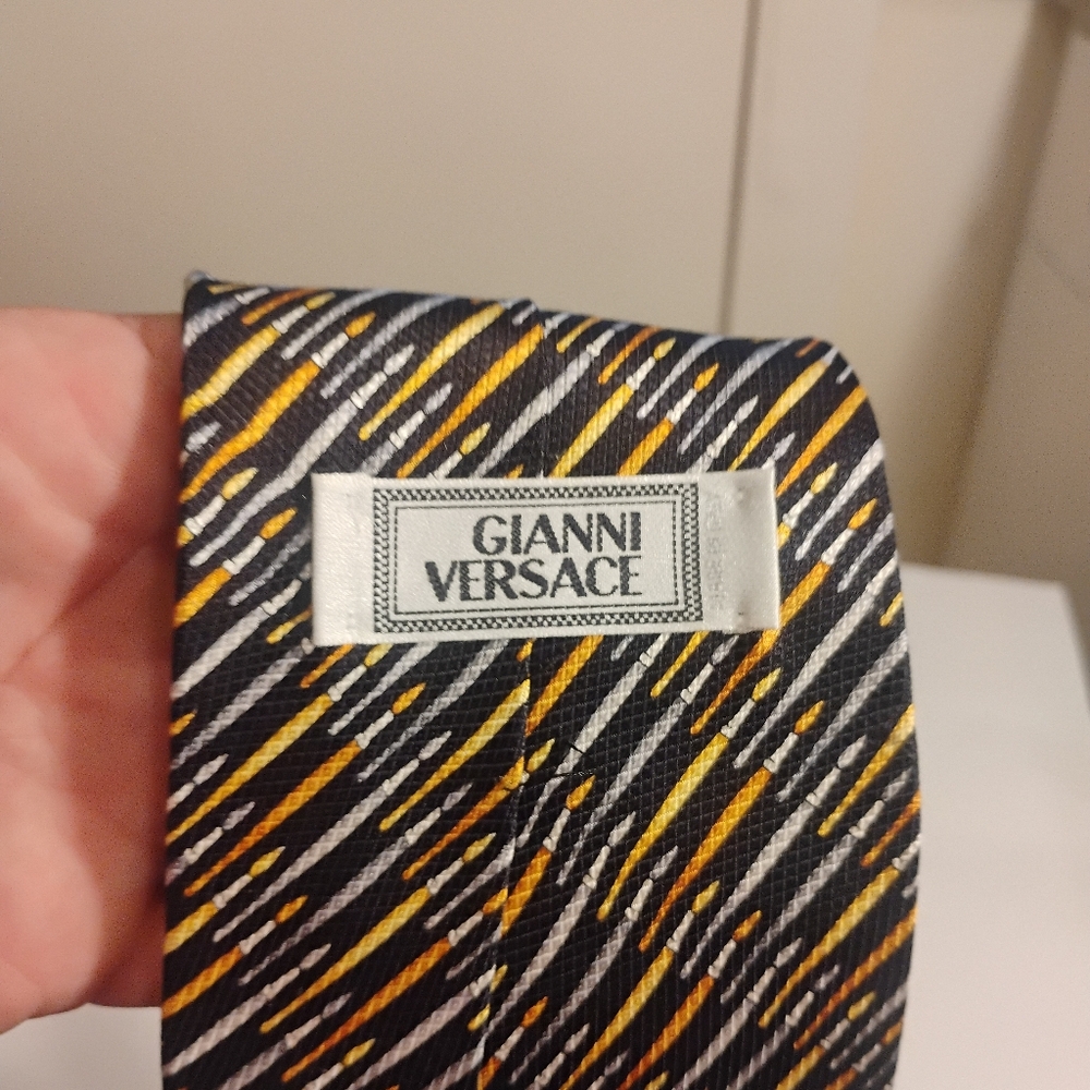 Gianni Versace Mens Brushes Silk Tie Vintage